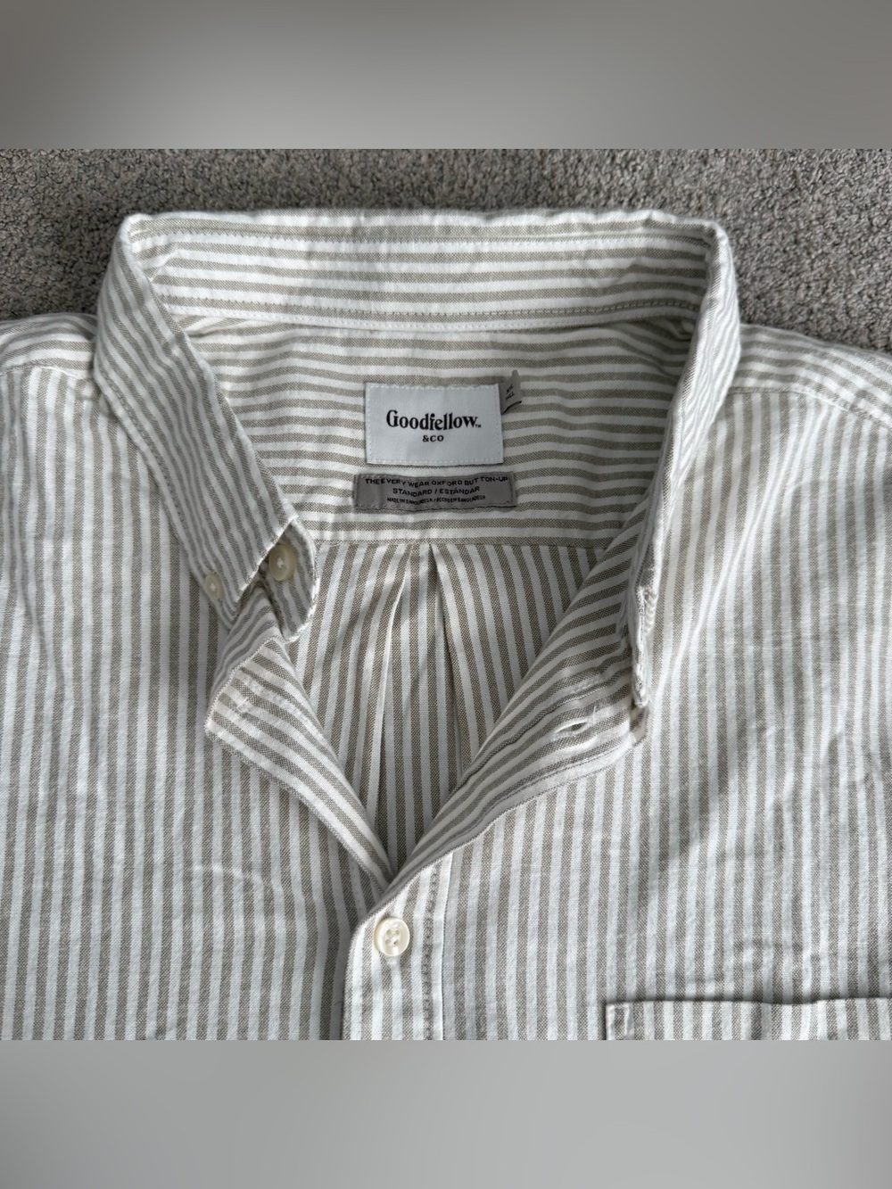 Goodfellow Men’s The Every Wear Oxford Button-Up Striped Shirt Size XXL TALL
